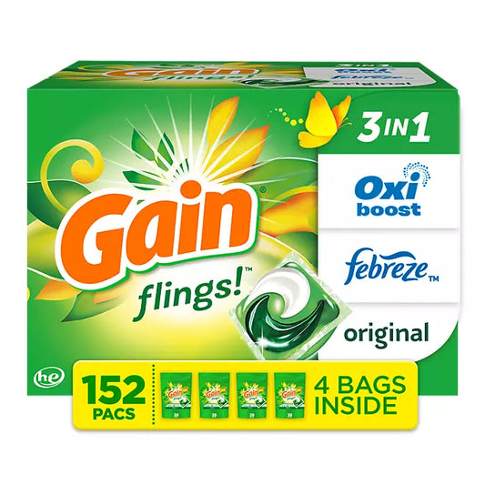 Gain Flings! Liquid Laundry Detergent Pacs, Original Scent (152 ct.)