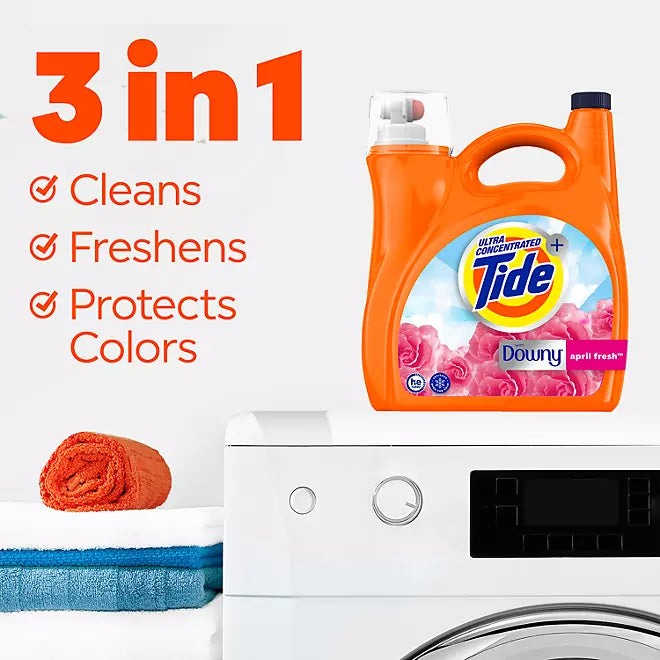 Tide plus Downy Liquid Laundry Detergent, April Fresh 150 fl. oz., 110 loads