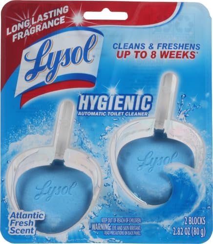 Lysol Automatic In-The-Bowl Toilet Cleaner, Cleans and Freshens Toilet Bowl, Atlantic Fresh Scent, 2 Count (Pack of 1)