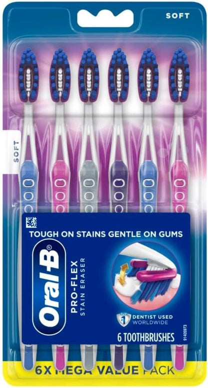 Oral-B 3D White Pro-Flex Toothbrushes, Soft, 6 Count