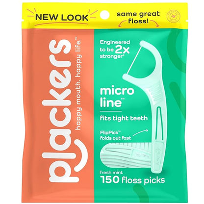 Plackers Micro Mint Dental Floss Picks, 90 Count (Pack of 5)