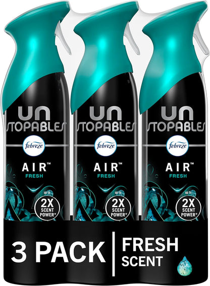 Febreze Unstopables Air Freshener Spray for bathroom, Room Spray Fresh Scent, Odor Fighter for Strong Odor, 8.8 Oz