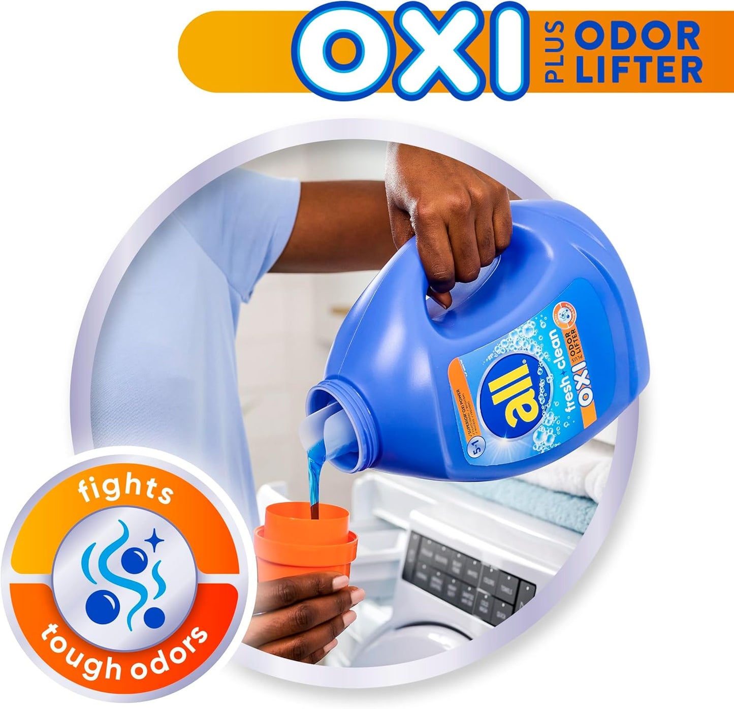 all Liquid Laundry Detergent, Fresh Clean Oxi plus Odor Lifter, 20loads