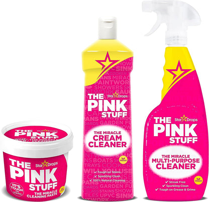 Stardrops - The Pink Stuff Miracle Cleaning Paste, Multi-Purpose Spray, And Cream Cleaner 3-Pack Bundle