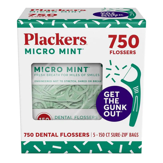 Plackers Micro Mint Dental Floss Picks, 90 Count (Pack of 5)